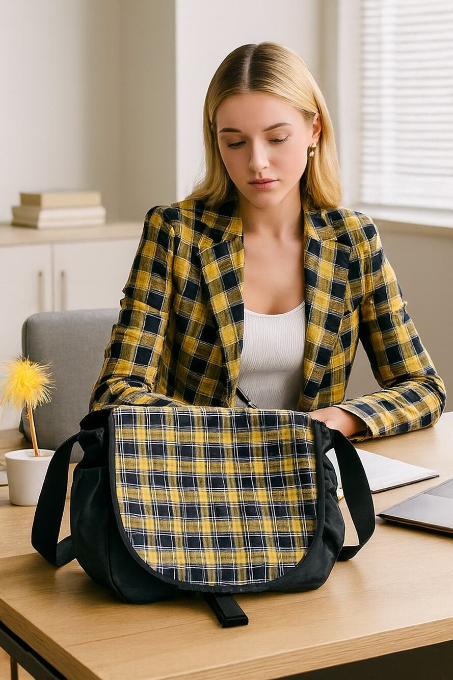 LL.Bean Yellow Plaid Messenger Bag NWT– Clueless   Gorpcore Preppy Laptop Office